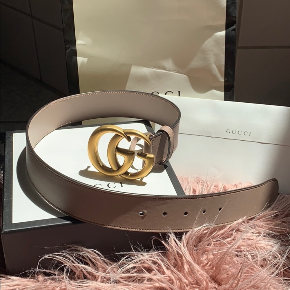 2019 dusty pink Gucci leather belt